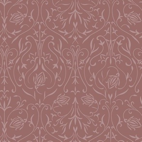 damask 02 - copper rose_ dusty rose pink - traditional wallpaper