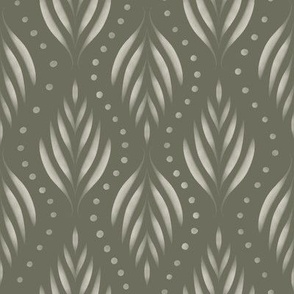 Dots and Fronds _ creamy white_ limed ash green _ traditional