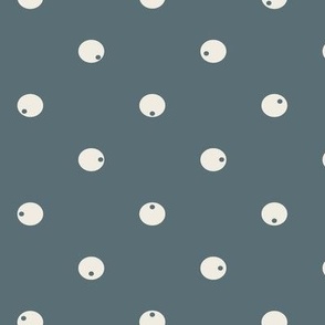 Dotted Dots - creamy whtie _ marble blue teal - polka dot