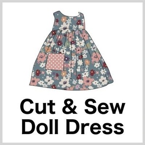 Cut & Sew Dress (Tiny Flowers in Gray Pink Cream) on FAT QUARTER for Forever Virginia Dolls and other 1/8, 1/6 and 1/5 scale child dolls // little small scale tiny mini micro doll