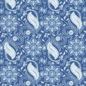8" Moroccan Medallion Paisley Blue and White by Audrey Jeanne