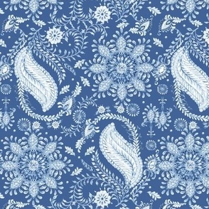12" Moroccan Medallion Paisley Blue and White by Audrey Jeanne