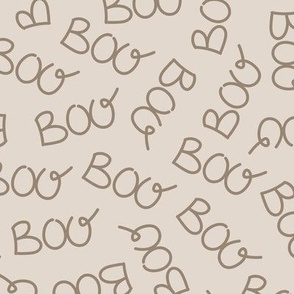Spooky handwritten scary boo text - Sassy Halloween design ghost theme minimalist boho vintage style beige on sand