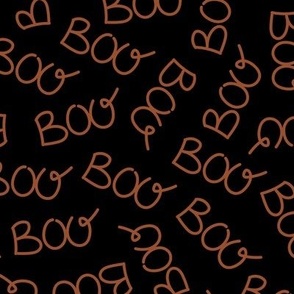 Spooky handwritten scary boo text - Sassy Halloween design ghost theme minimalist boho vintage style rust orange on black