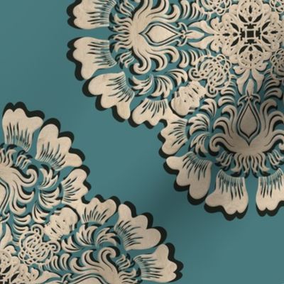 Simply traditional design on teal / large