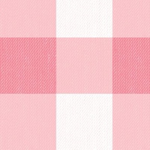 Twill Textured Gingham Check Plaid (Medium) - Bright Coral and White  (TBS197)