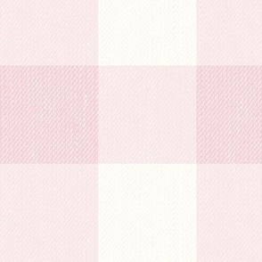Twill Textured Gingham Check Plaid (3" squares) - Cotton Candy Pink and Neutral White  (TBS197)