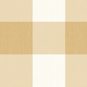 Twill Textured Gingham Check Plaid (3" squares) - Honey Brown and Neutral White  (TBS197)