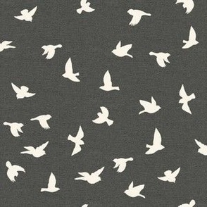 A  Flock of Tiny Birds in Charcoal Black 