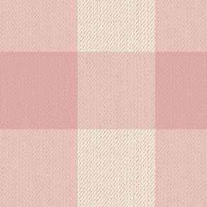 Twill Textured Gingham Check Plaid (3" squares) - Dusty Rose and Cream  (TBS197)