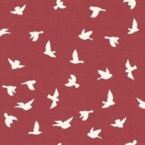 A  Flock of Tiny Birds in Cherry Red 