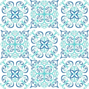 Mediterranean Tile Design-Blue and Auqa