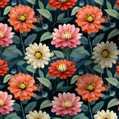 Colorful Zinnia print  with Park Background - Natures Beauty