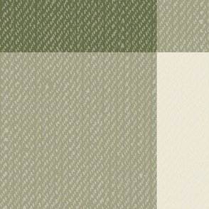 Twill Textured Gingham Check Plaid (6" squares) - Army Green and Cream  (TBS197)