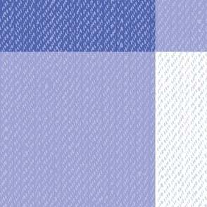 Twill Textured Gingham Check Plaid (6" squares) - Dark Periwinkle Blue and Palest Periwinkle Blue  (TBS197)