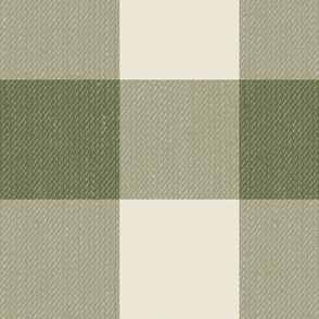 Twill Textured Gingham Check Plaid (3" squares) - Amy Green and Cream (TBS197)