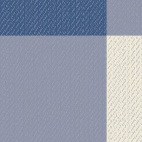 Twill Textured Gingham Check Plaid (6" Squares) - Blue Ridge Denim Blue and Panna Cotta Cream  (TBS197)