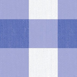 Twill Textured Gingham Check Plaid (3" squares) - Dark Periwinkle Blue and Palest Periwinkle Blue  (TBS197)