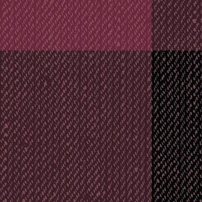 Twill Textured Gingham Check Plaid (6" squares) - Wine Red and Black  (TBS197)