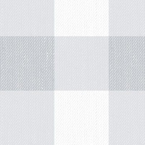 Twill Textured Gingham Check Plaid (3" squares) - Silver Half-Dollar and Natural White  (TBS197)