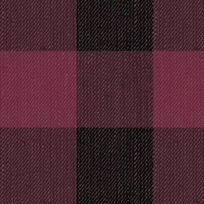 Twill Textured Gingham Check Plaid (3" squares) - Wine Red and Black  (TBS197)