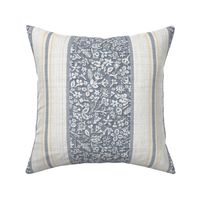 french country floral stripe grey