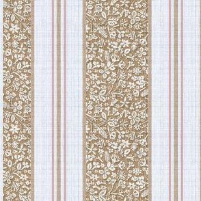 French Country Floral Stripe Tan