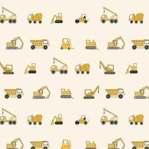 MINI Construction Vehicles fabric - yellow kids baby boy_ boys fabric_ minimal simple construction fabric 4in