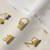 SMALL Construction Vehicles fabric - yellow kids baby boy_ boys fabric_ minimal simple construction fabric 6in