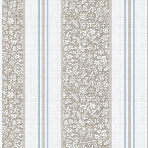 French Country Floral Stripe Greige