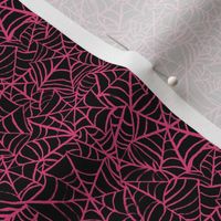 Spiderwebs - Ditsy Scale - Black and Hot PInk Halloween Goth Spider Web Gothic Cobweb