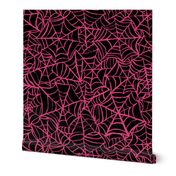 Spiderwebs - Large Scale - Black and Hot PInk Halloween Goth Spider Web Gothic Cobweb