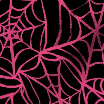 Spiderwebs - Large Scale - Black and Hot PInk Halloween Goth Spider Web Gothic Cobweb