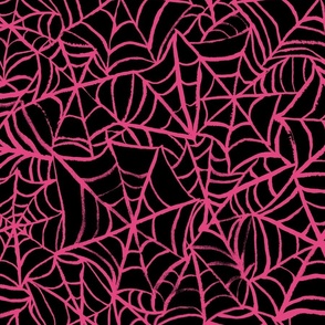 Spiderwebs - Large Scale - Black and Hot PInk Halloween Goth Spider Web Gothic Cobweb