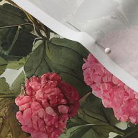 emily's backyard hydrangeas: pink hydrangea, hydrangea wallpaper, moody florals, vintage floral