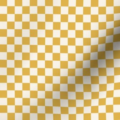 MINI Yellow Checkerboard Fabric - happy sunshine yellow and cream 4in