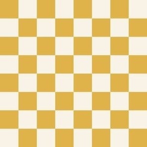 SMALL Yellow Checkerboard Fabric - happy sunshine yellow and cream 6in