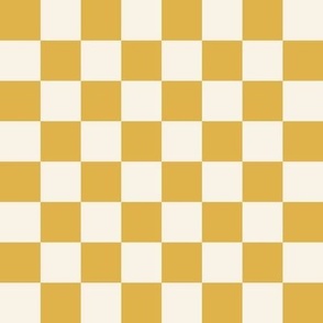 MEDIUM Yellow Checkerboard Fabric - happy sunshine yellow and cream 8in