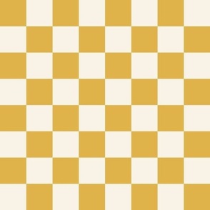 LARGE Yellow Checkerboard Fabric - happy sunshine yellow and cream 10in
