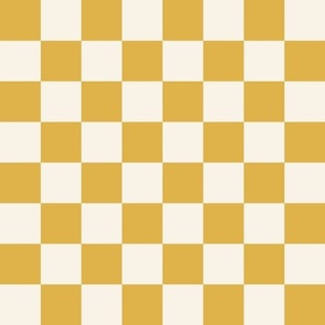 XLARGE Yellow Checkerboard Fabric - happy sunshine yellow and cream 12in