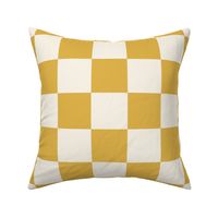 JUMBO Yellow Checkerboard Fabric - happy sunshine yellow and cream