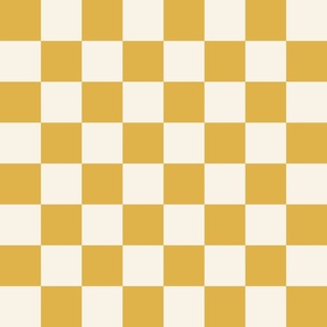 JUMBO Yellow Checkerboard Fabric - happy sunshine yellow and cream