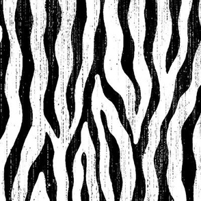 large tiger wave vertical in black and white linen