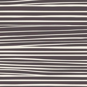 Hand Drawn Horizontal Stripes | Creamy White, Purple Brown | Contemporary 02