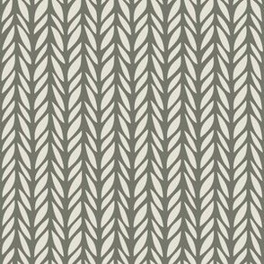 herringbone - creamy white _ limed ash green - cozy knit stripe