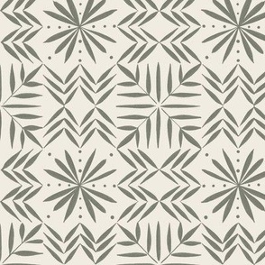 southwest geometric _ creamy white_ limed ash green 02 _ hand drawn artistic snowflake 