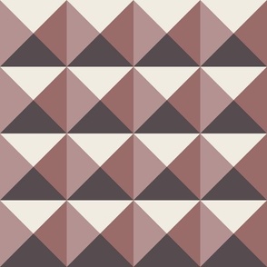 triangle square - copper rose _ creamy white _ dusty rose _ purple brown - geometric quilt