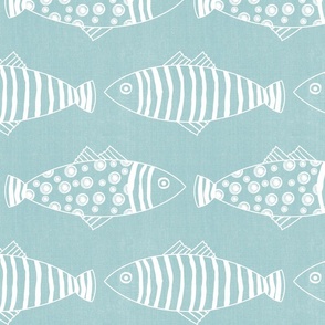 Just Keep Swimming Fish  // White on Opal Green 