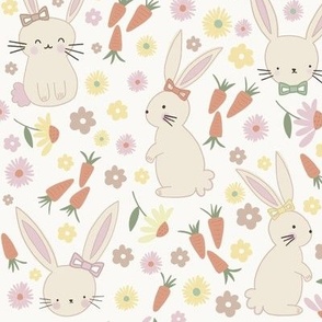 Cute spring bunnies cream larger 