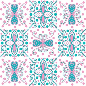 Dark Pink and Teal Tile Design